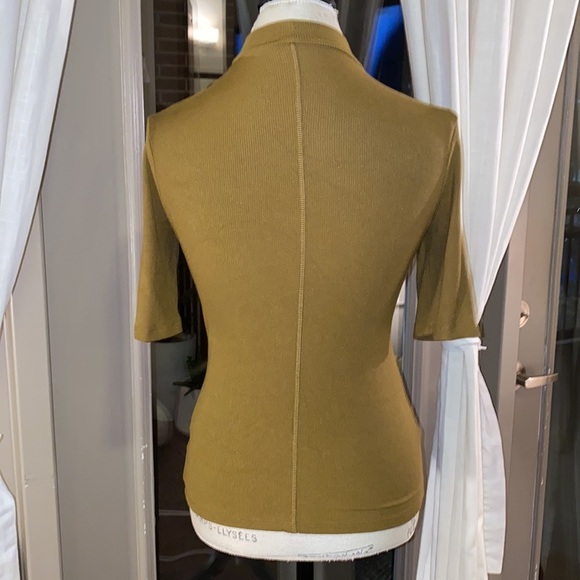 A New Day olive army green shortsleeve ribbed mock turtleneck business casual XS - Picture 3 of 8